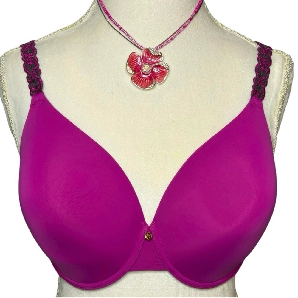 NATORI Bra Full coverage Underwire Adj lace straps Pink Gray Like new 38DDD/38F - Picture 3 of 13